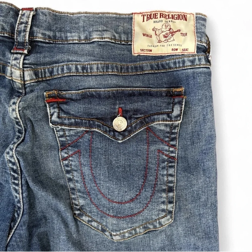 True Religion Jeans Men 40 Ricky Red Super T Straight Leg Distressed